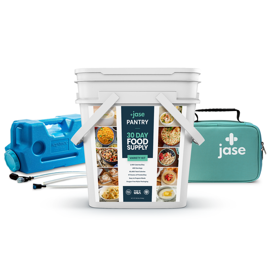 Jase Pantry 30-Day Food Supply + Water Filter + Jase Case Bundle
